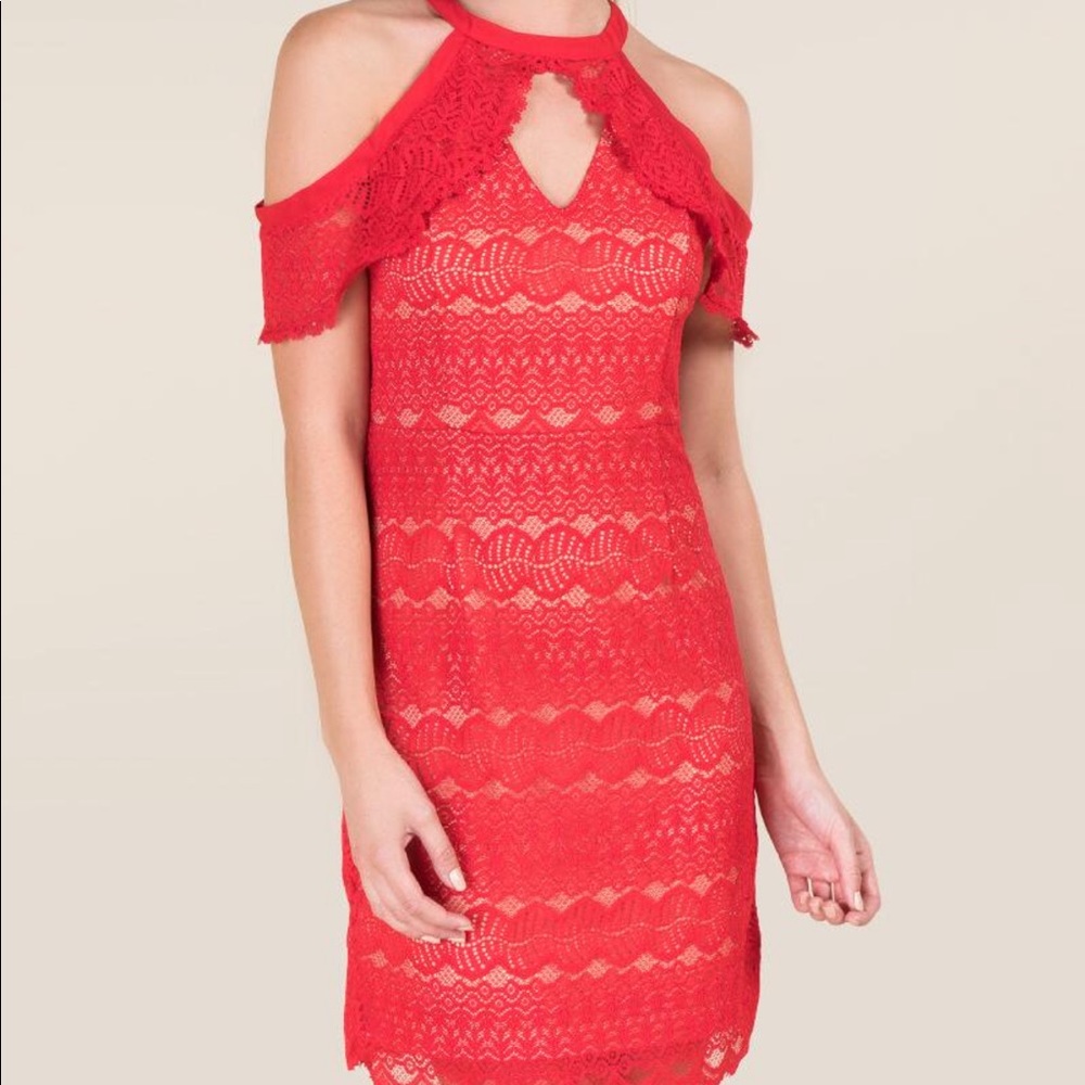 Red lace dress